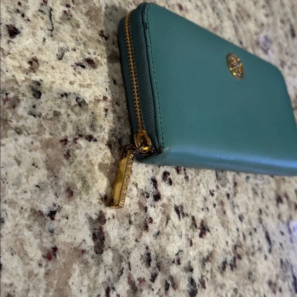 Tory Burch Teal Zip -Around Wallet